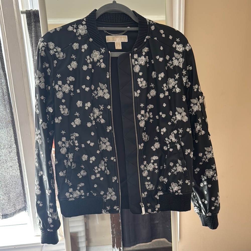 MICHAEL MICHAEL KORS Floral Black Bomber Jacket